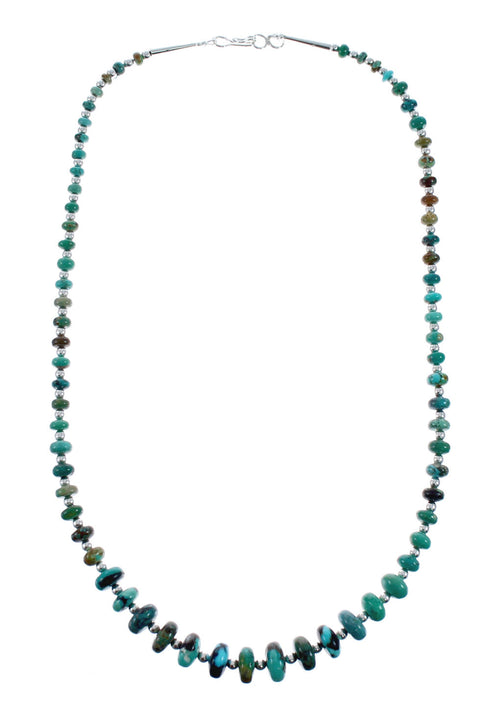 Native American Turquoise Sterling Silver Bead Necklace AX128203